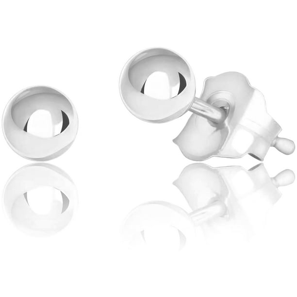Mirror Polished Stainless Steel Half Ball Bead Stud Earrings Men Women 3mm-10mm